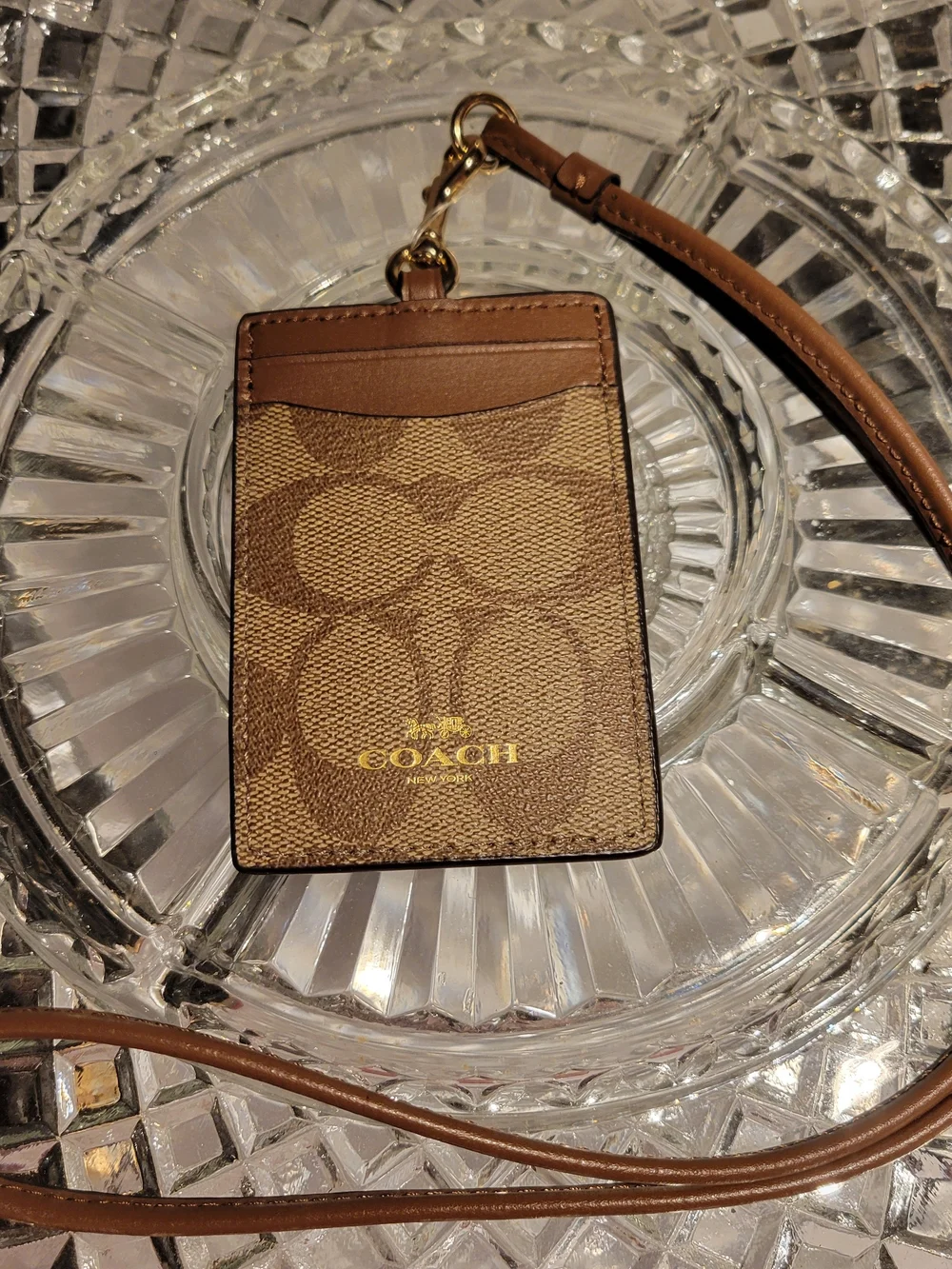 Coach Signature Brown Cardholder Lanyard